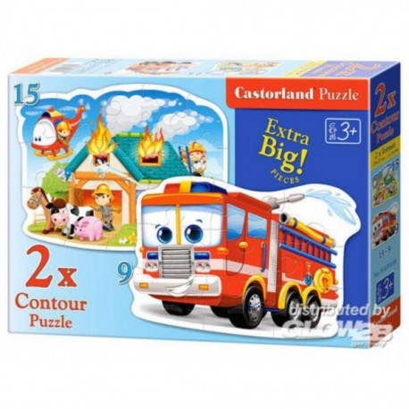 Puzzle Brigade de pompiers en action, 2xPuzzle (9 + 15) Te