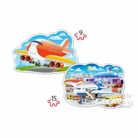 Puzzle Airport Adventures, 2 x casse-tête (9 + 15) pièces