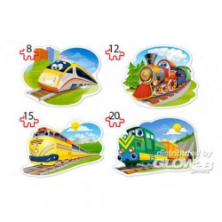 Puzzle Funny Trains, pièces 4x puzzle (8 + 12 + 15 + 20)