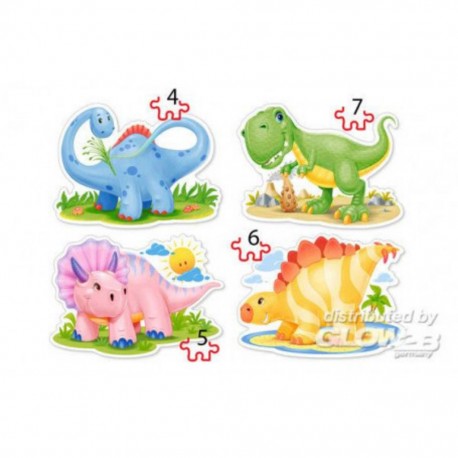 Puzzle Baby Dinosaurs, 4x Puzzle (4 + 5 + 6 + 7) pièces