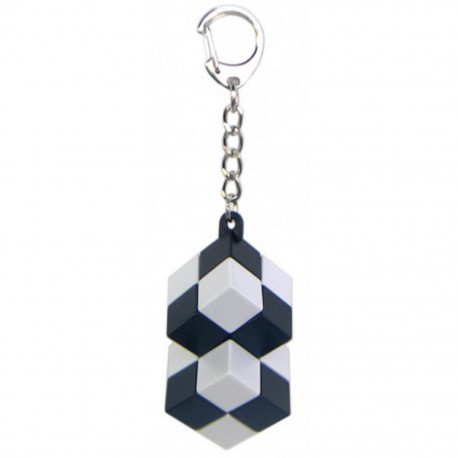 Porte-clés cube double - attache mousqueton - noir et blanc