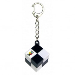Porte-clés cube simple - attache mousqueton - noir et blanc