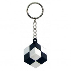 Porte-clés cube simple - attache simple - noir et blanc