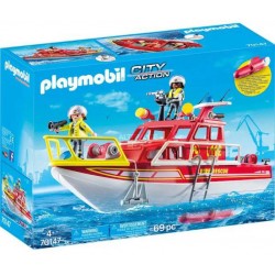 PLAYMOBIL 70147 City Action - Bateau de Sauvetage et Pompiers