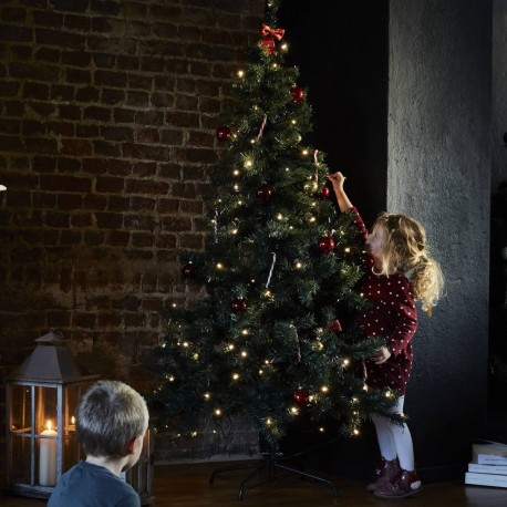 Sapin de Noël artificiel avec guirlande lumineuse et pied inclus 180cm