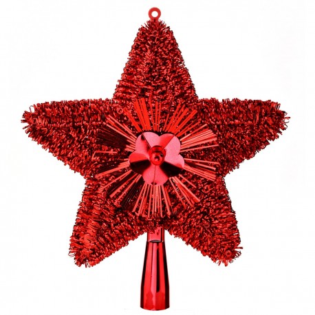 Cimier de Sapin de Noël Brillant Rouge 23cm