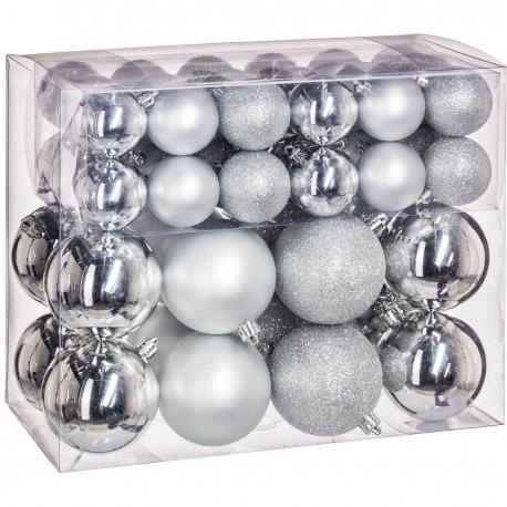 Kit de décoration pour Sapin de Noël Argent 52 pièces