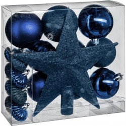 Kit de décoration pour Sapin de Noël Bleu Nuit 18 pièces