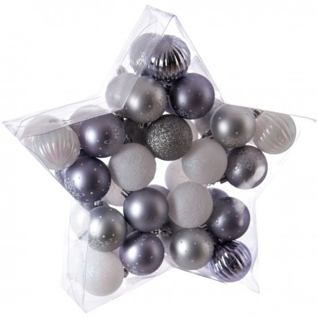 Kit de décoration pour Sapin de Noël Gris 40 pièces