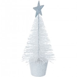 Sapin de Noël Pailletés - Blanc - 14cm (lot de 6)