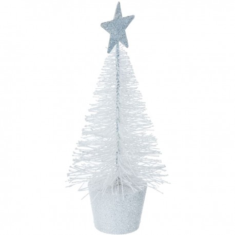 Sapin de Noël Pailletés - Blanc - 14cm (lot de 9)