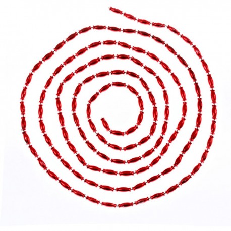 Atmosphera Guirlande de Noël - Perles Ovales - 270cm - Rouge (lot de 2)