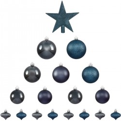 Kit de décoration pour Sapin de Noël Gris Acier 18 pièces (lot de 2)
