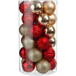 Kit de décoration pour Sapin de Noël Or et Rouge 30 pièces (lot de 2 soit 60 pièces)