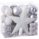 Kit de décoration pour Sapin de Noël Blanc et Gris 44 pièces (lot de 2)