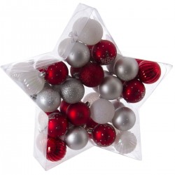 Kit de décoration pour Sapin de Noël Rouge Gris et blanc 40 pièces (lot de 3)