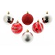 Kit de décoration pour Sapin de Noël Rouge et Argent 6 pièces (lot de 2)