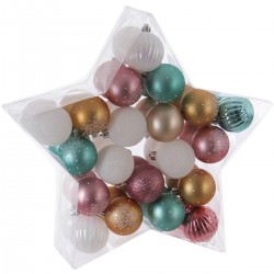 Kit de décoration pour Sapin de Noël Rose Blanc et Bleu 40 pièces (lot de 2)