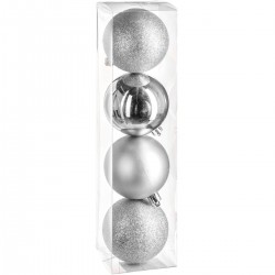 Kit de décoration pour Sapin de Noël Argent 4 pièces (lot de 2)