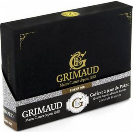 Grimaud Grimaud Expert - Coffret Exclusif Poker 500 - 2 jeux de 54 cartes toilées plastifiées - format poker - 2 index standards