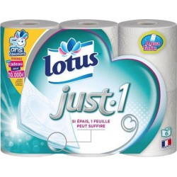 Lotus Papier toilette Just-1 par 6 rouleaux (lot de 3 soit 18 rouleaux)