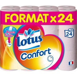 Lotus Confort Papier Toilette rose Aqua Tube x24 (lot de 4 soit 96 rouleaux)