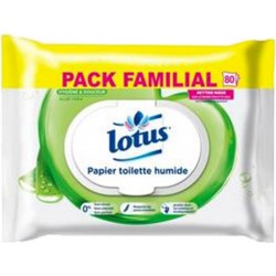 Lotus Papier Toilette Humide “Aloé Véra” Pack Familial 80 Lingettes (lot de 6)