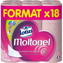Lotus Moltonel Papier toilette Triple Epaisseur Aqua Tube x18 rouleaux roses