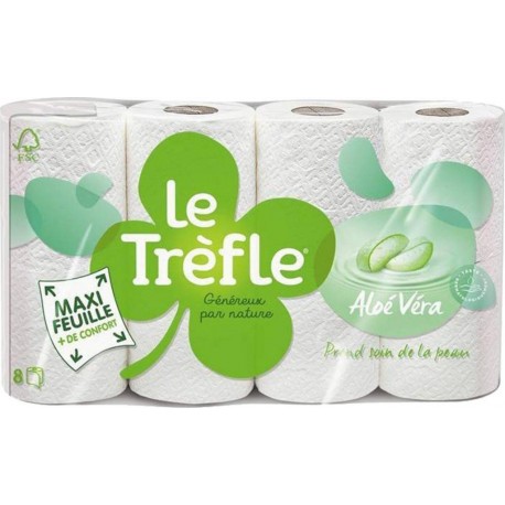 Le Trèfle Maxi Feuille “ALoé Véra” 8 rouleaux (lot de 3)