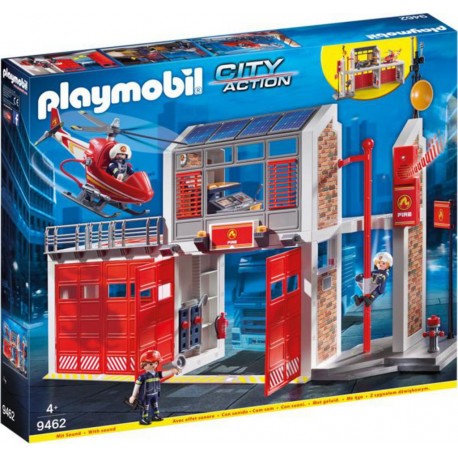 PLAYMOBIL 9462 City Action - Caserne De Pompiers Avec Hélicoptère