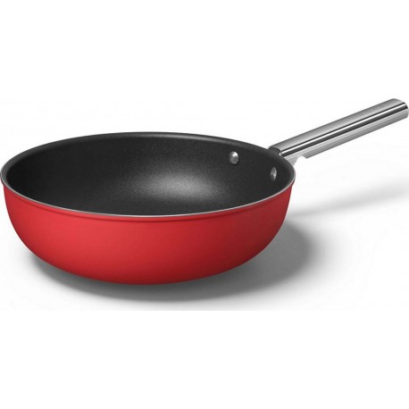 Smeg Poêle Wok diam 30cm tout feux rouge mat