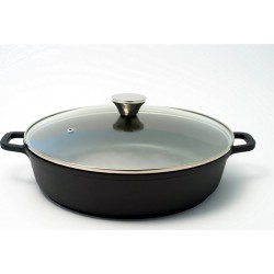 Baumalu Cocotte - Marmite Marmite basse et couvercle verre 5L 32cm