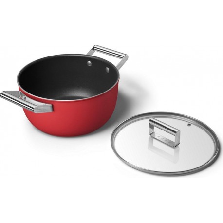 Smeg Cocotte - Marmite Faitout diam 24cm tout feux rouge mat