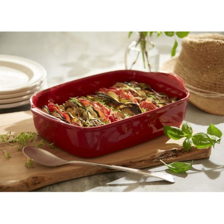 Emile Henry Moule - Plat Plat au four rectangulaire 42x27cm Grand Cru rouge