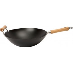 Dexam Poêle Wok avec fond plat 36cm tole d acier