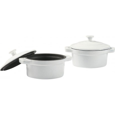 MegaStore Express Lot de 2 mini-cocottes GOURMET Blanc