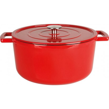 MegaStore Express Cocotte 6.5L rouge en fonte d'acier