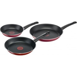 Tefal Lot de 3 pôeles rouges INTRO