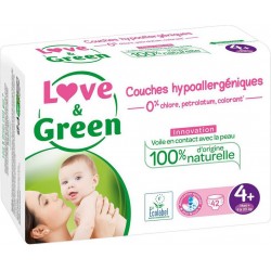 Love & Green Couches Hypoallergéniques Innovation Taille 4+ (9-20Kg) x42 (lot de 2 soit 84 couches)