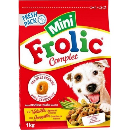 FROLIC Complet Mini Croquettes Chiens Volaille Légumes Céréales 1Kg (lot de 4)