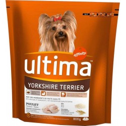 Ultima Croquettes Yorkshire Terrier Chiens Poulet Riz Céréales Complètes Format 800g (lot de 3)