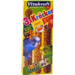 Vitakraft Krakers Funny Fitness Aliment Pour Perruches Aux Miels Oeufs Fruits 3 Bâtonnets 90g (lot de 3)