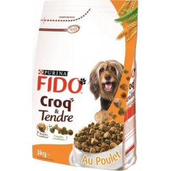 Fido Croquettes Croq et Tendre Chiens au Poulet 3Kg (lot de 3)