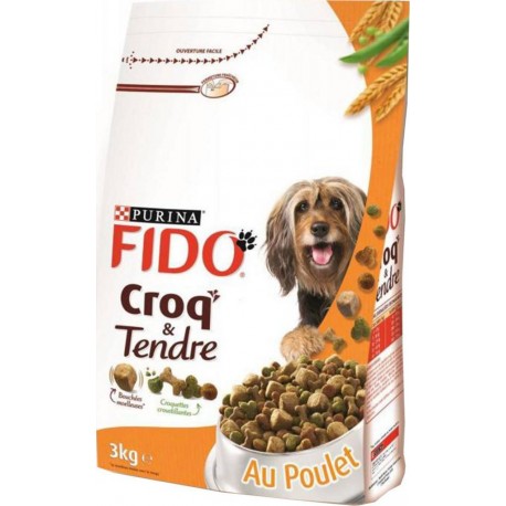 Fido Croquettes Croq et Tendre Chiens au Poulet 3Kg (lot de 3)