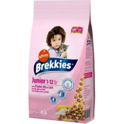 Brekkies Junior Chats 1-12 mois Croquettes au Poulet Riz et Lait 1,5Kg (lot de 3)