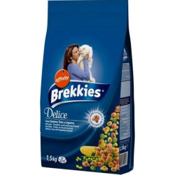 Brekkies Delice Chats Croquettes Saumon, Thon et Légumes 1,5Kg (lot de 3)