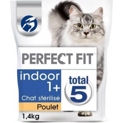 Perfect Fit Total 5 Croquettes Chat Stérilisé Indoor 1+ Poulet 1,4Kg (lot de 3)
