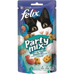 Felix Croquettes Chats Party Mix Saveur De l’Océan Saumon Colin Truite 60g (lot de 10)