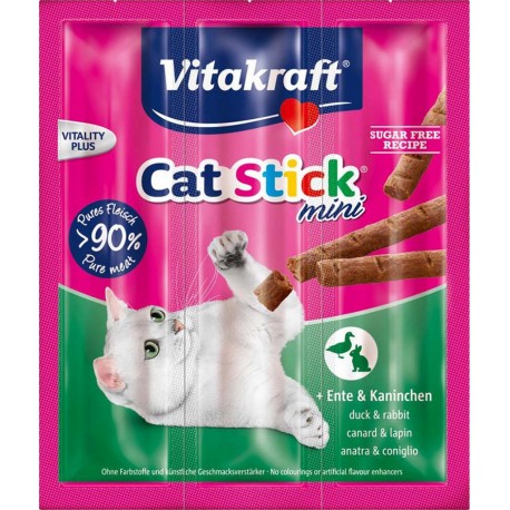 Vitakraft Cat Stick Mini Canard et Lapin Pour Chat 18g (lot de 8)