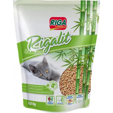 Riga Rigalit Bamboo Litière 100% Végétale Pour Chat Hyper Absorbante 2,5Kg (lot de 2)